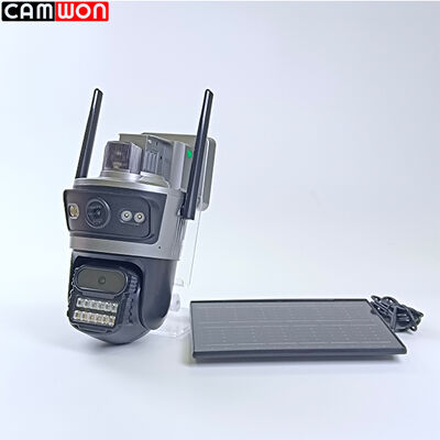 AOV Solar Powered Outdoor Camera 24h Recording Battery Operated Security Camera With Dual Lens