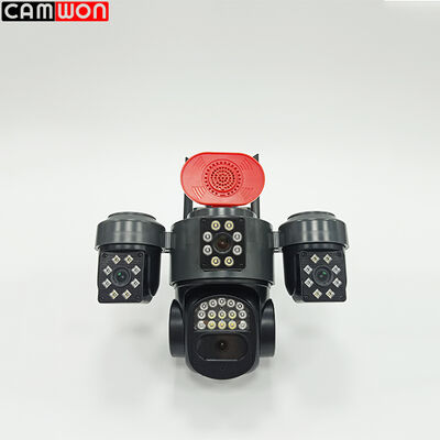 Solar Battery Power Outdoor 4 Lens Camera 4G Sim Wireless CCTV System AI Security Camera