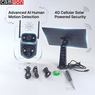 3MP AOV Solar 4G Camera AI Motion Detection Dual Lens Security Camera