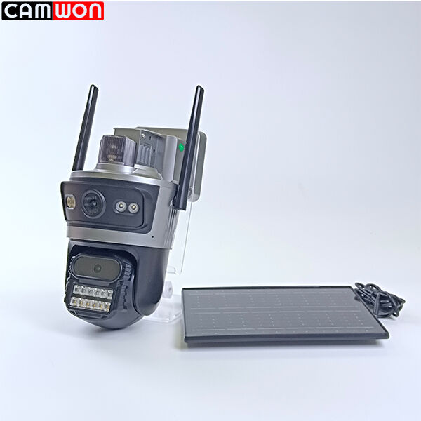 AOV Solar Powered Outdoor Camera 24h Recording Battery Operated Security Camera With Dual Lens