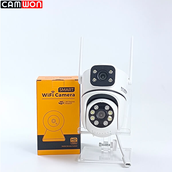 Dual Lens Monitor Security Camera 2 Way Audio Outdoor PTZ Camera